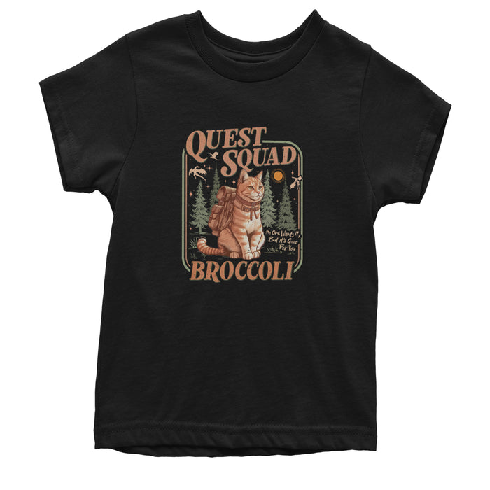 Quest Squad Broccoli Cat Fantasy Reader  Youth T-shirt