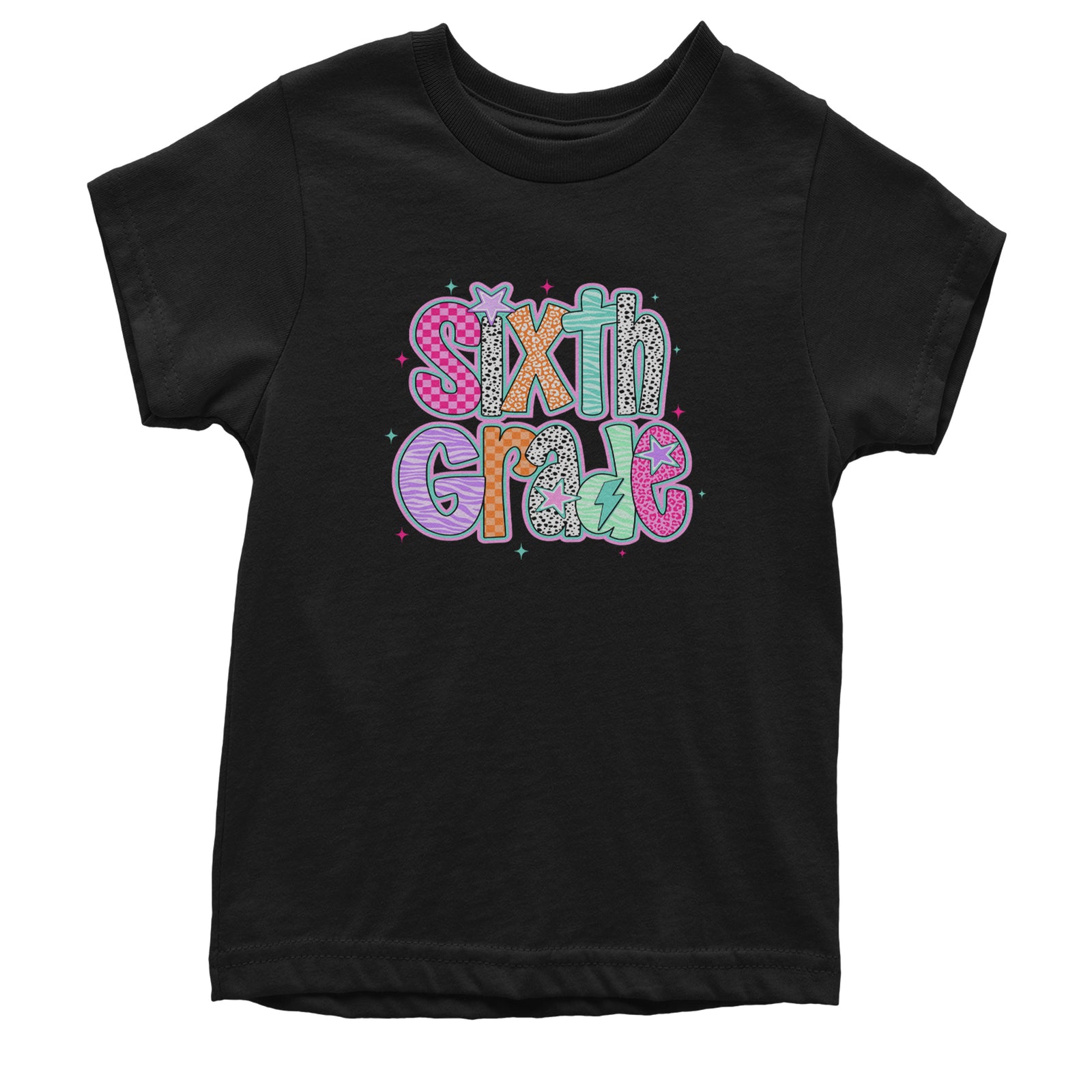 Sixth Grade Colorful Back to School Youth T-shirt Black