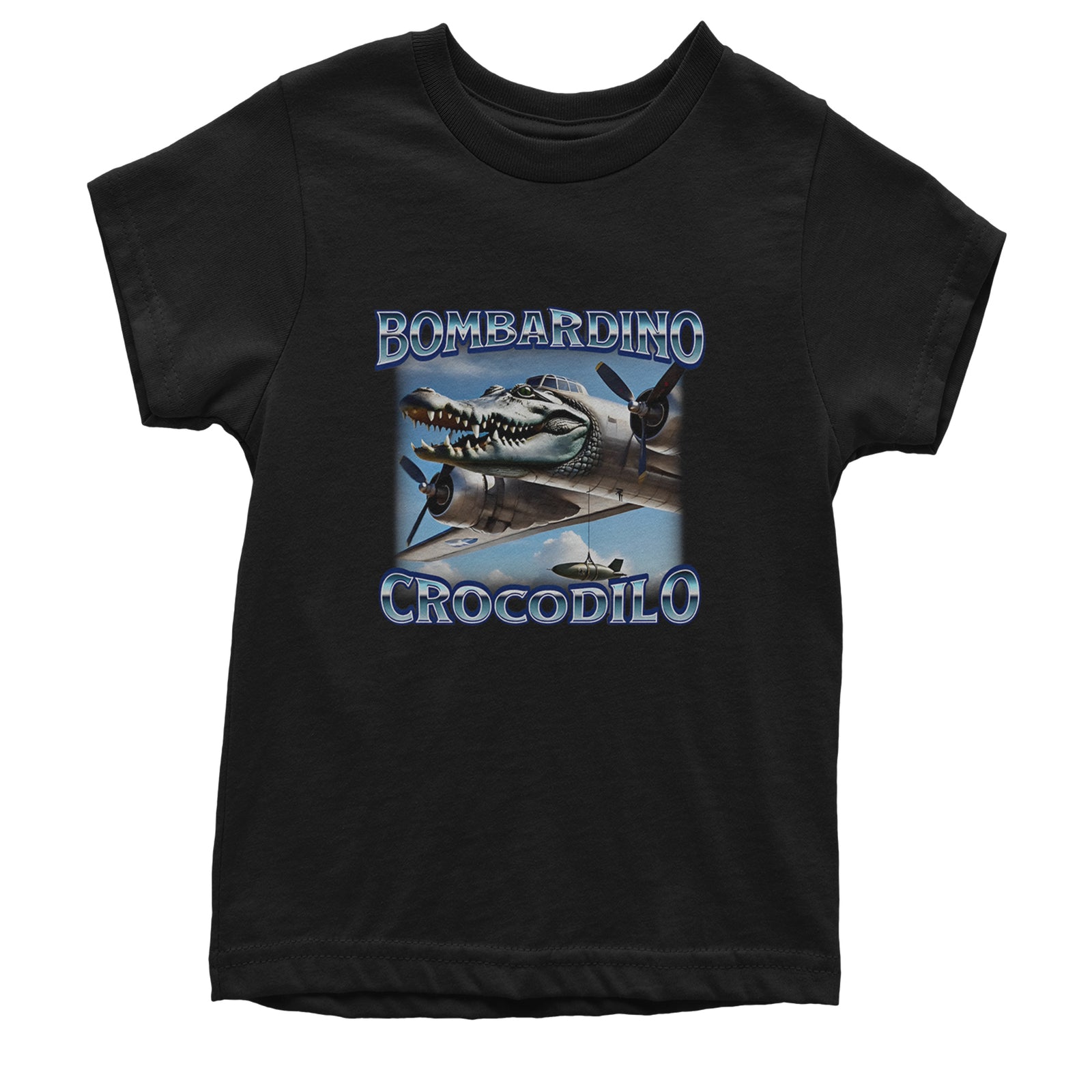 Bombardino Crocodilo Brainrot Youth T-shirt Black