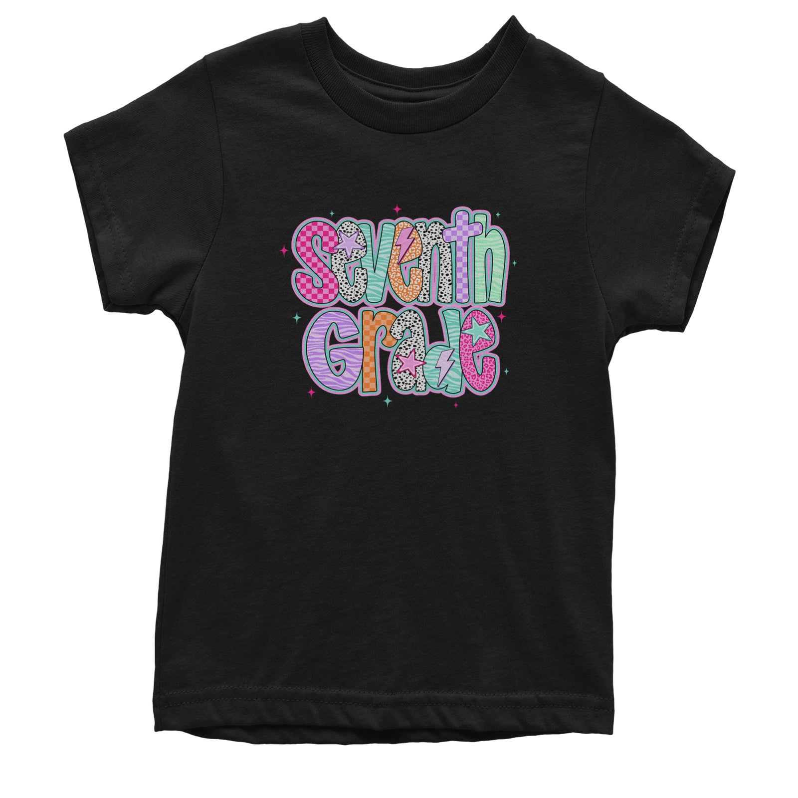 Seventh Grade Swagger Colorful Back to School Youth T-shirt Black