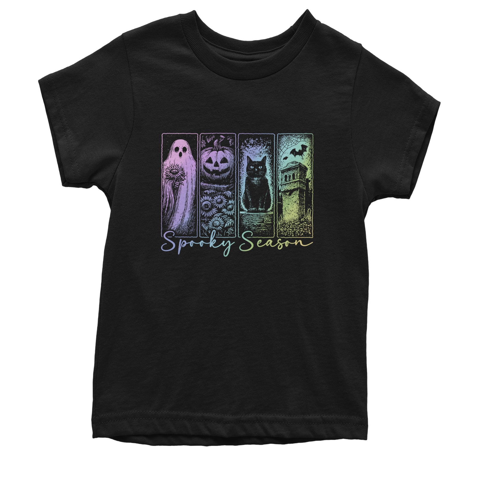 Spooky Season Cute Pastel Halloween Design Youth T-shirt Black
