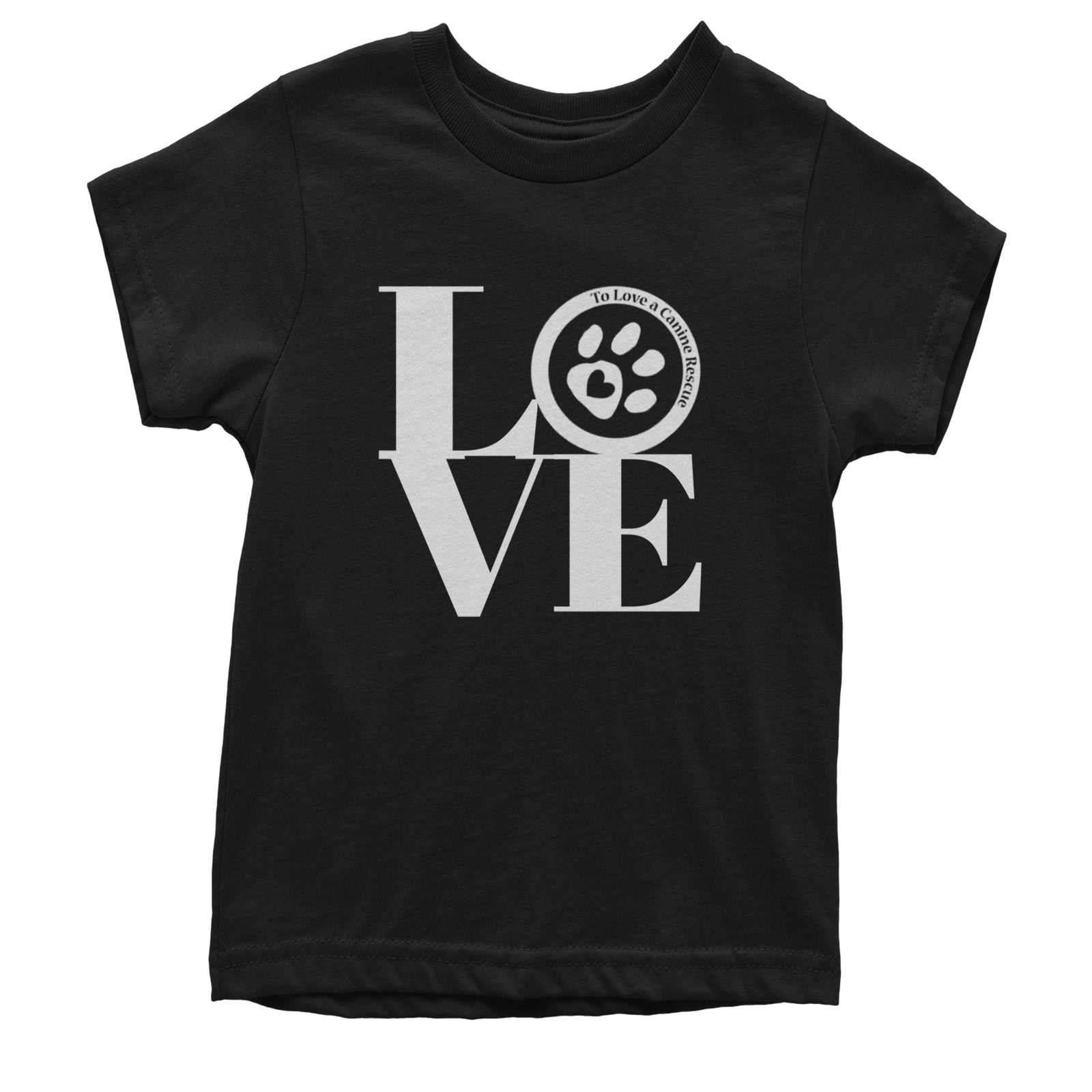 TLC LOVE Dog Rescue Youth T-shirt Black