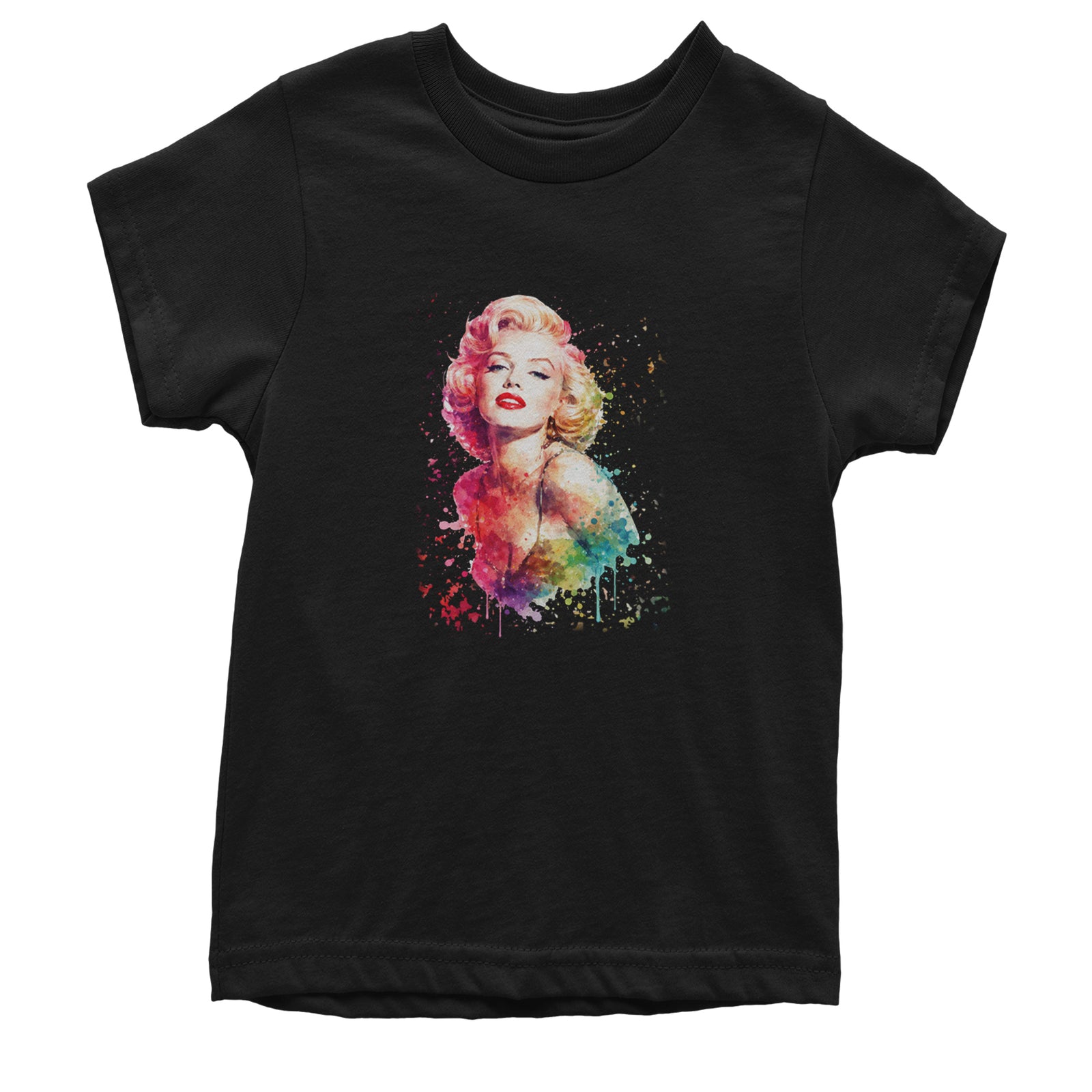 Mrs. Monroe Watercolors Bombshell Youth T-shirt Black