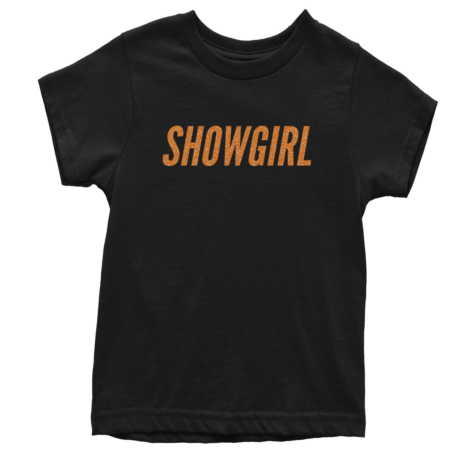 Showgirl Orange Glitter Youth T-shirt Black