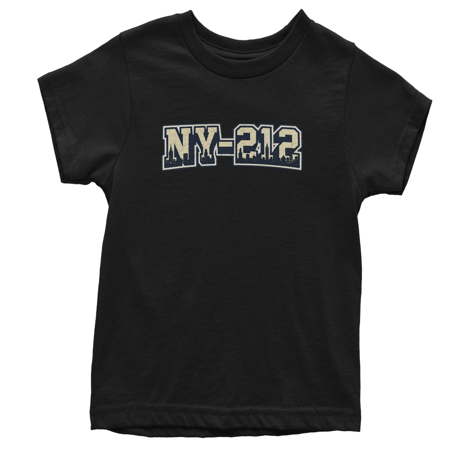 New York City 212 Area Code Skyline  Youth T-shirt Black