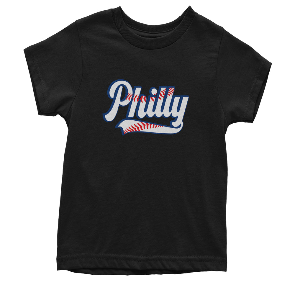 Philly Baseball Stitching graphic on Kids' Heavyweight Cotton T-Shirt in Black