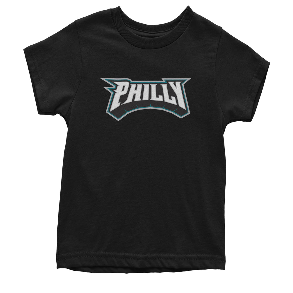 Philly Bold Block Throwback graphic on Kids' Heavyweight Cotton T-Shirt in Black