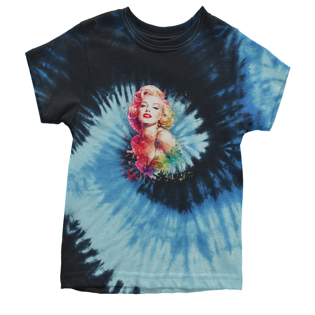 Mrs. Monroe Watercolors Bombshell Youth T-shirt Tie-Dye Blue Ocean