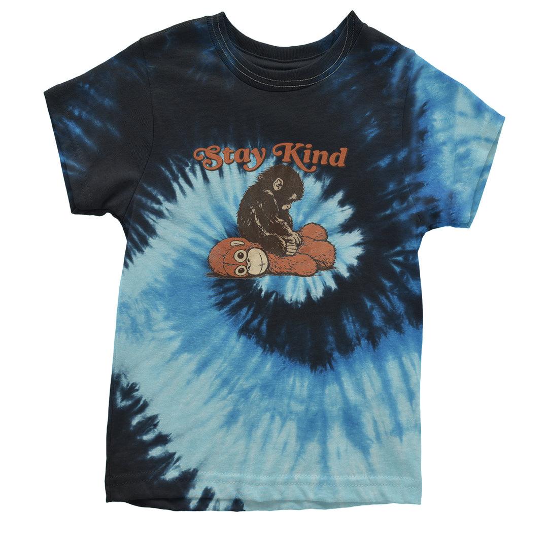 Punch Stay Kind Macaque Youth T-shirt Tie-Dye Blue Ocean