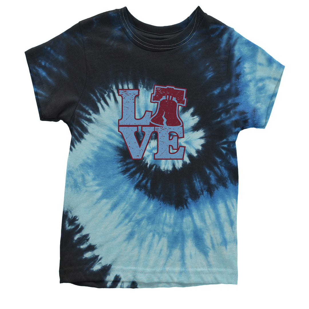 Love Philly Liberty Bell Youth T-shirt Tie-Dye Blue Ocean