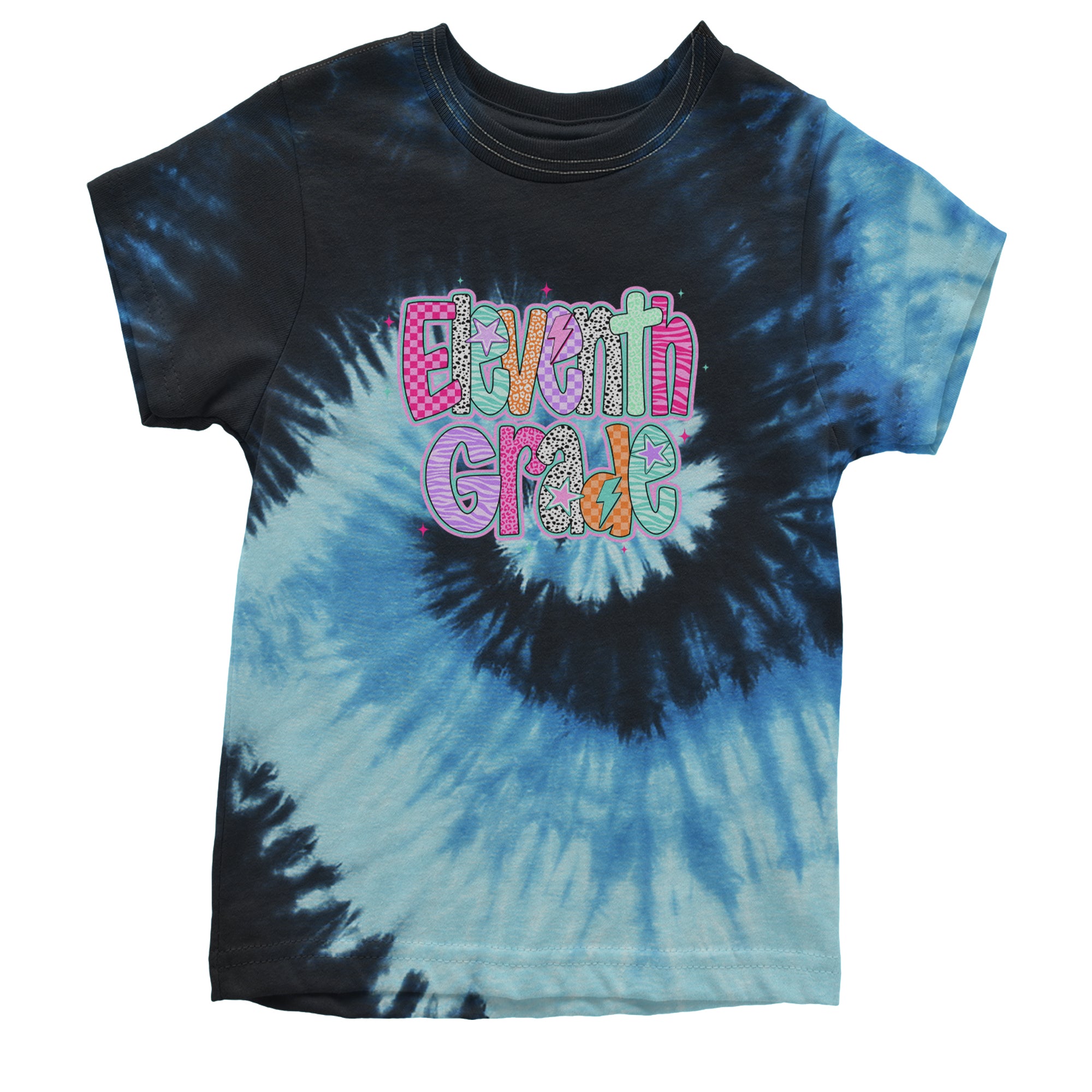 Eleventh Grade Extra Colorful Back to School Youth T-shirt Tie-Dye Blue Ocean