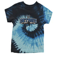 Detroit Motor City Retro Piston Youth T-shirt Tie-Dye Blue Ocean