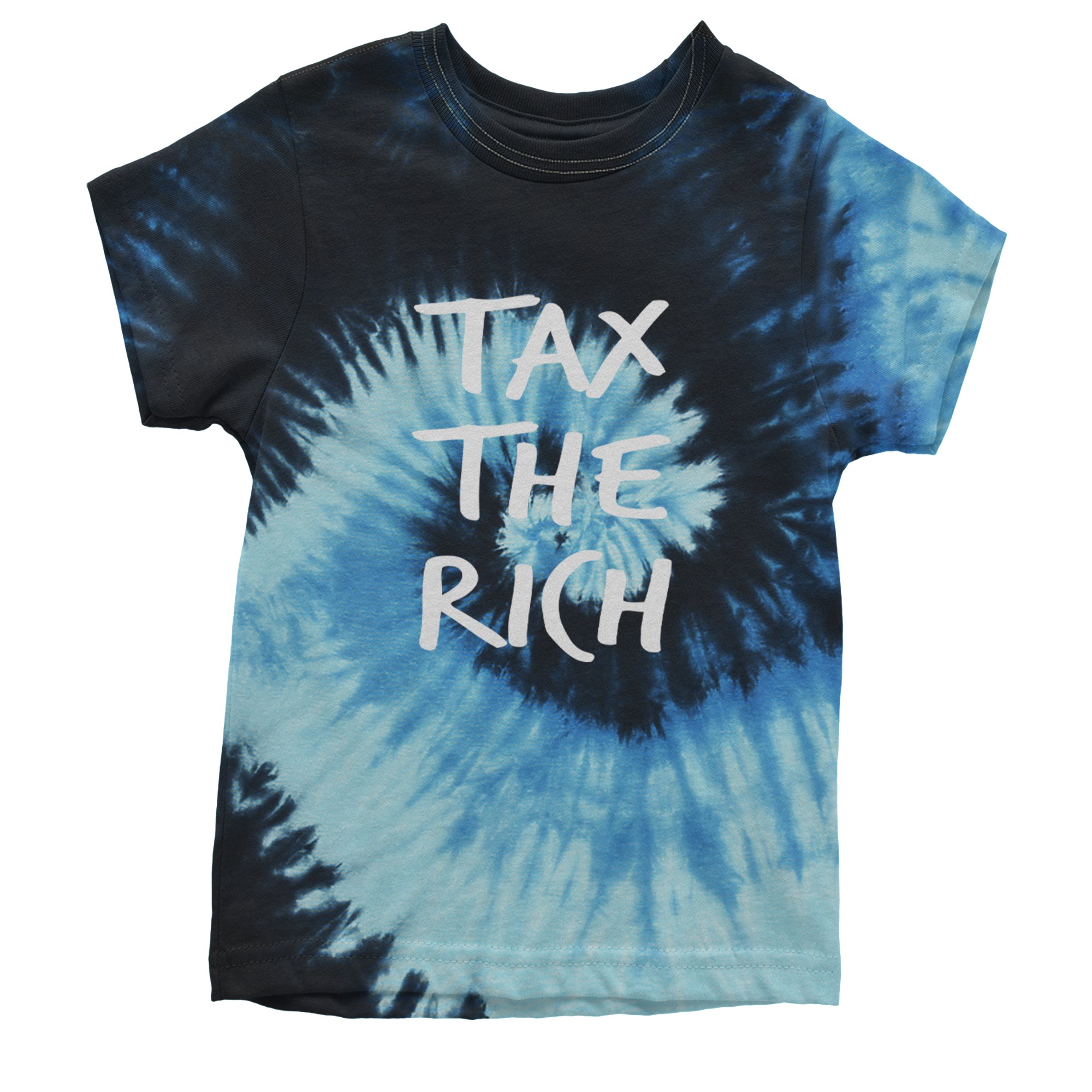 Tax the Rich Protest Wealth Inequality Youth T-shirt Tie-Dye Blue Ocean