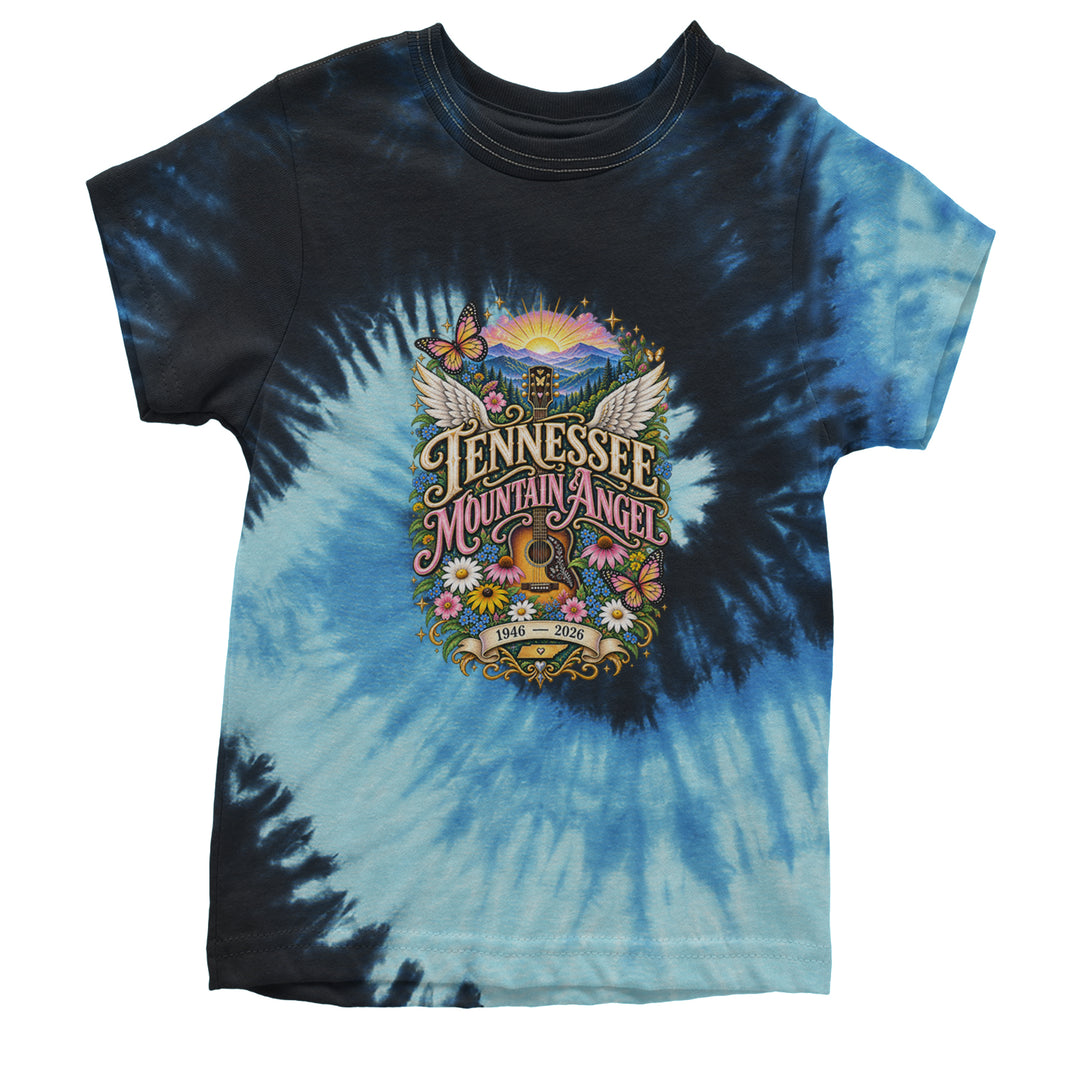 Tennessee Mountain Angel Wings Dolly Youth T-shirt Tie-Dye Blue Ocean