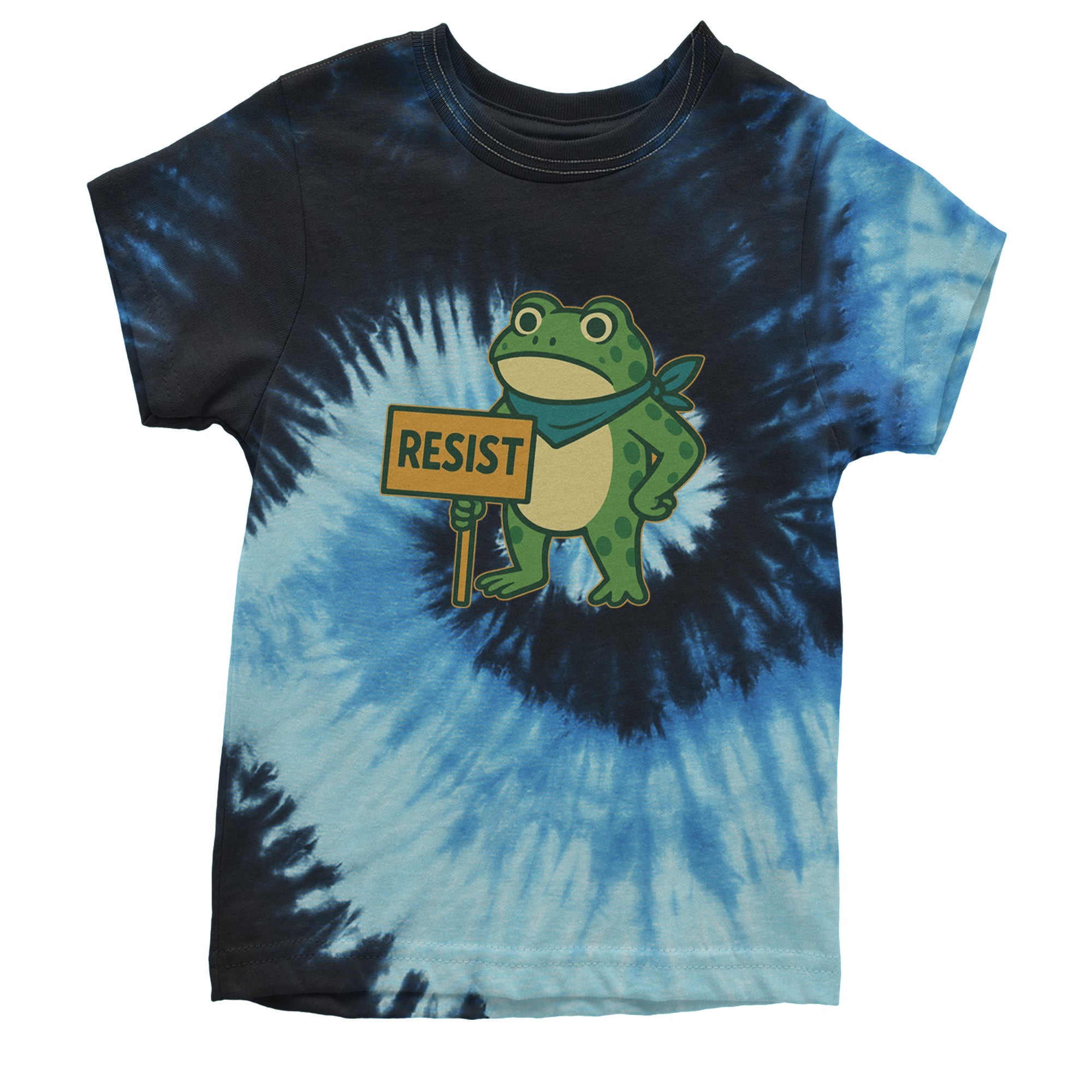 Sign Resist Meme Frog Protest Youth T-shirt Tie-Dye Blue Ocean
