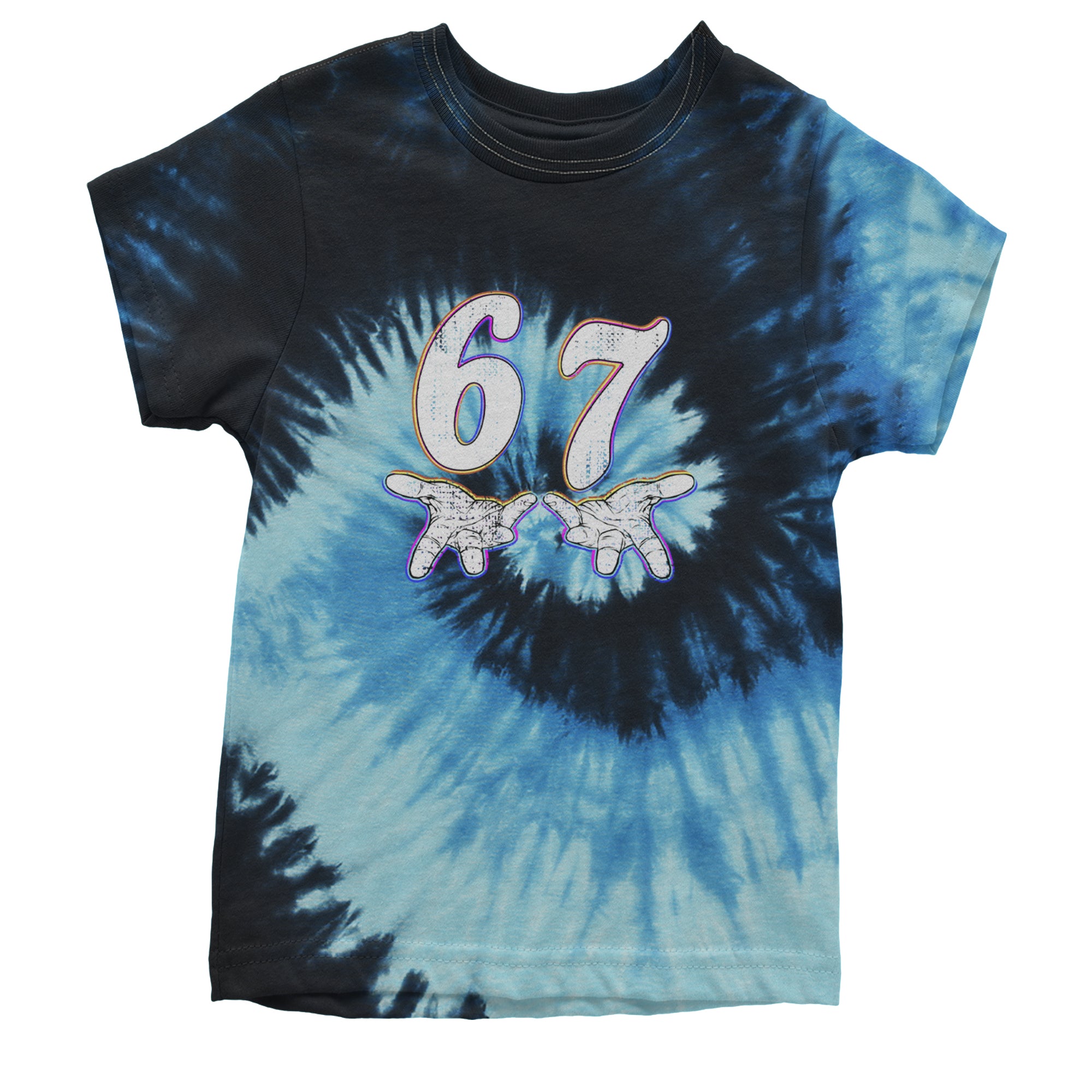 67 Hands Meme Viral Drill Youth T-shirt Tie-Dye Blue Ocean