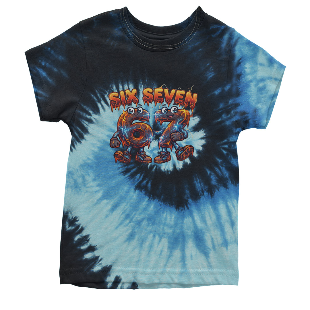 67 Lava Lightning Six Seven Meme Youth T-shirt Tie-Dye Blue Ocean