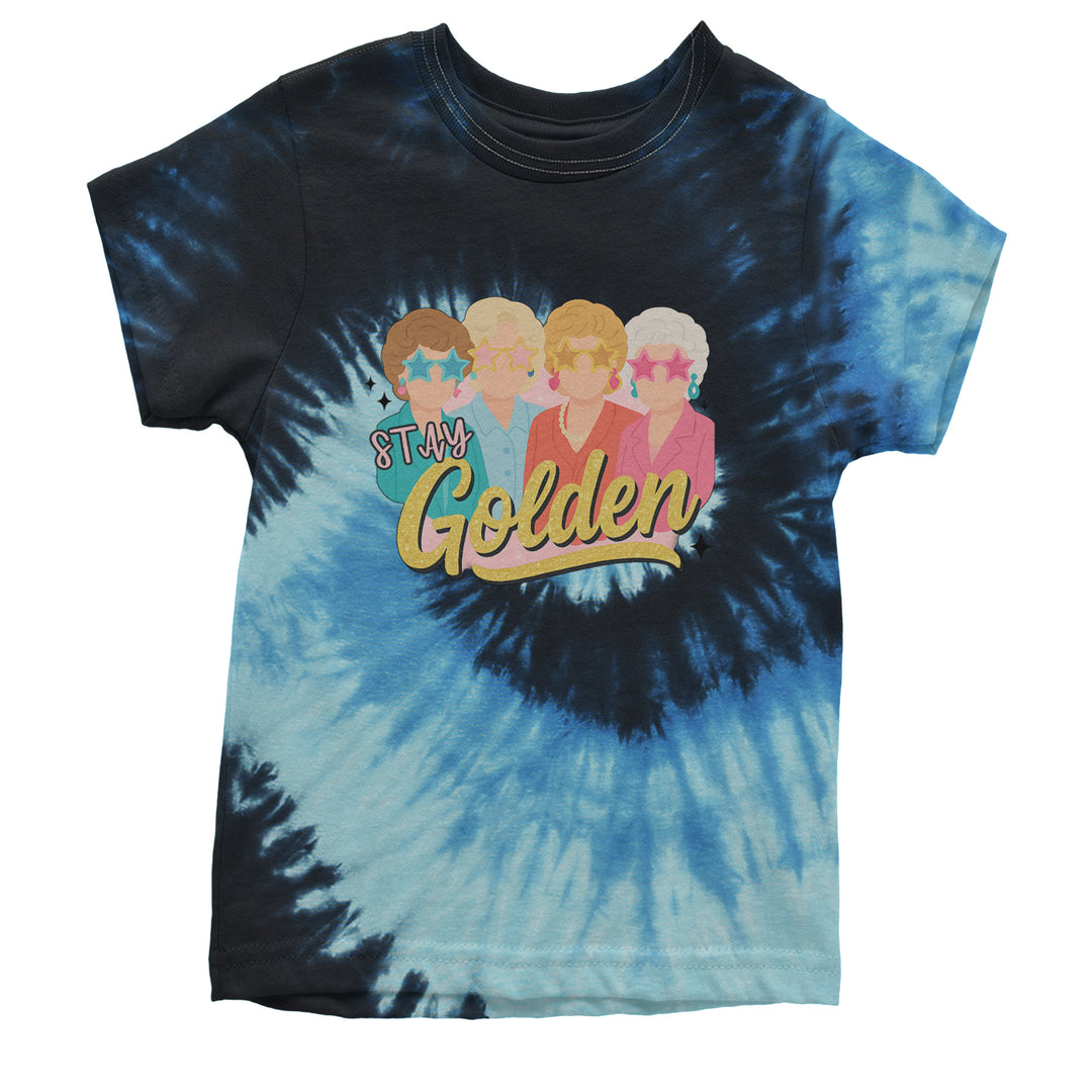Stay Golden Girls Retro Youth T-shirt Tie-Dye Blue Ocean