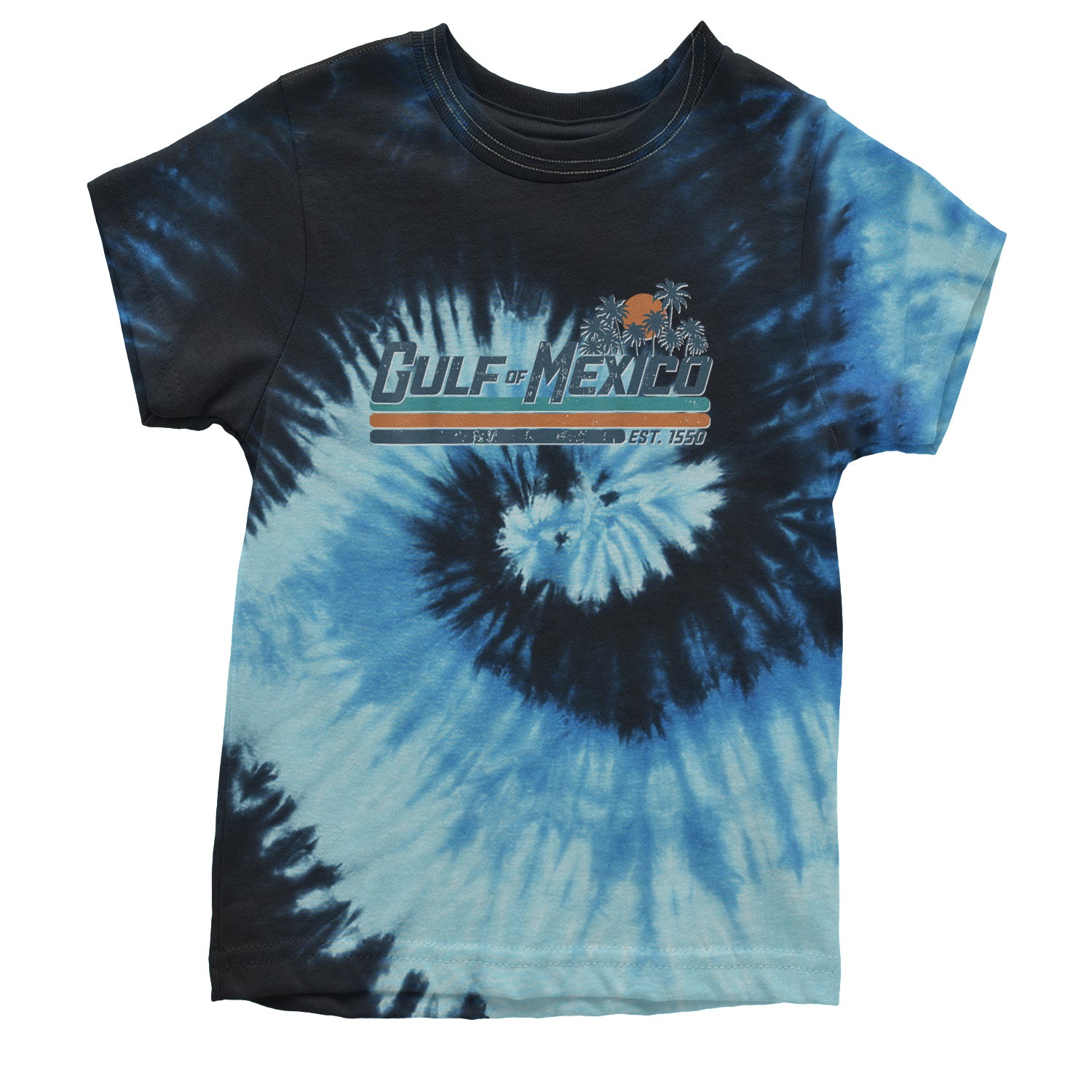 Gulf Of Mexico Established Year 1550 Youth T-shirt Tie-Dye Blue Ocean