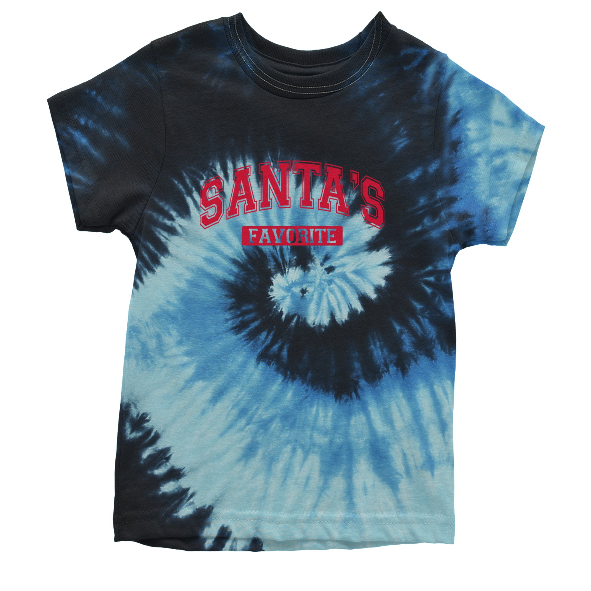 Santa's Favorite Youth T-shirt Tie-Dye Blue Ocean
