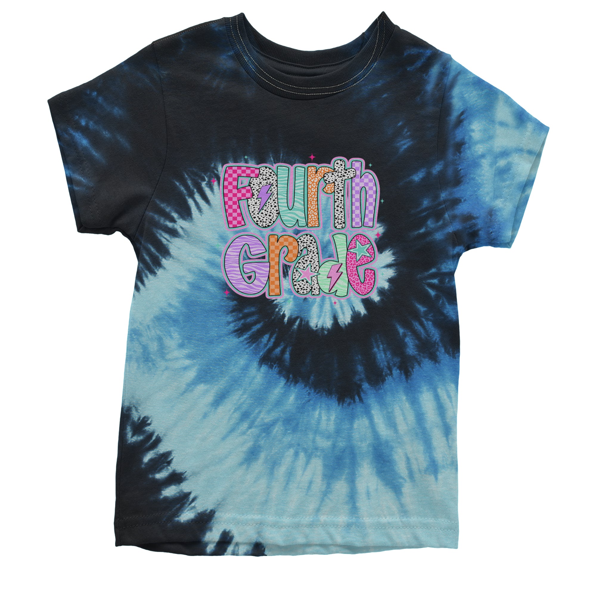 Fourth Grade Fierce Colorful Back to School Youth T-shirt Tie-Dye Blue Ocean