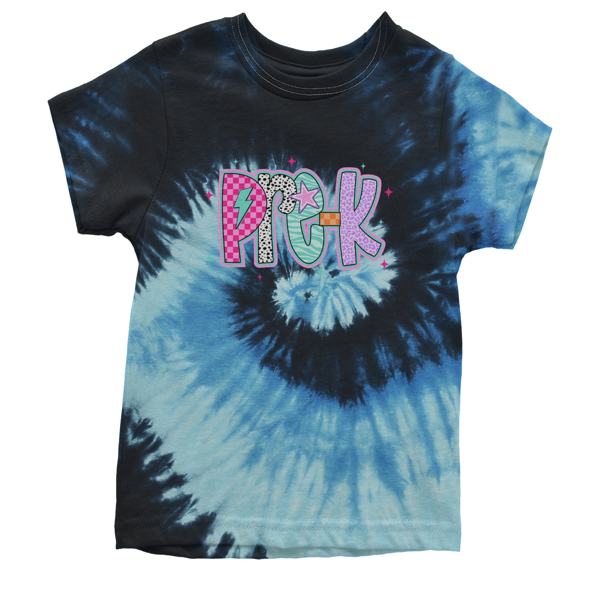 Pre-K Party Time Colorful Back to School Youth T-shirt Tie-Dye Blue Ocean