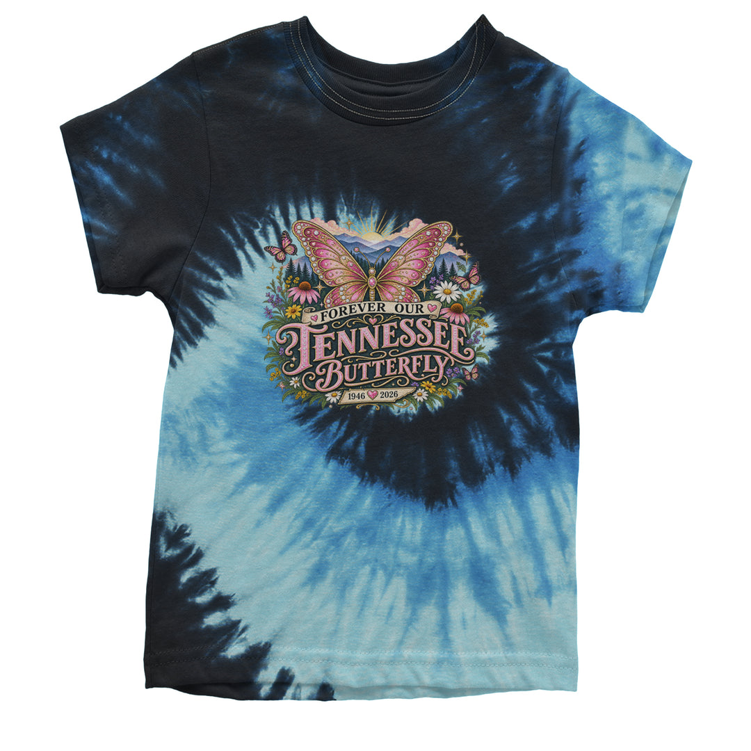 Forever Our Tennessee Butterfly Dolly Youth T-shirt Tie-Dye Blue Ocean