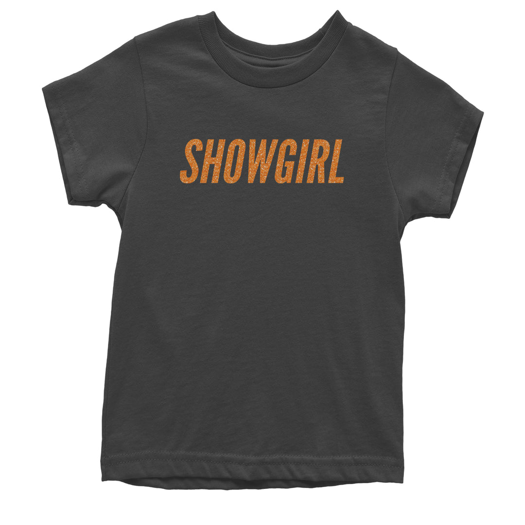 Showgirl Orange Glitter Youth T-shirt Charcoal Grey