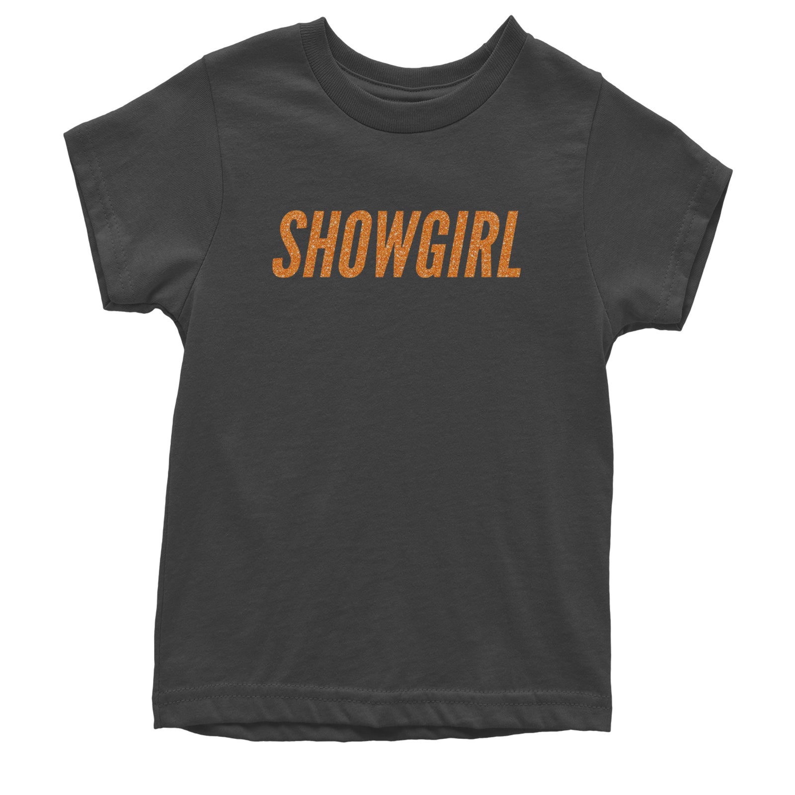 Showgirl Orange Glitter Youth T-shirt Black
