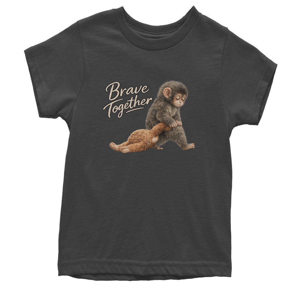 Punch Brave Together Stuffed Animal graphic on Kids' Heavyweight Cotton T-Shirt in Charcoal Grey
