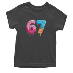 67 Dripping Ice Cream Donut Melt Youth T-shirt Charcoal Grey