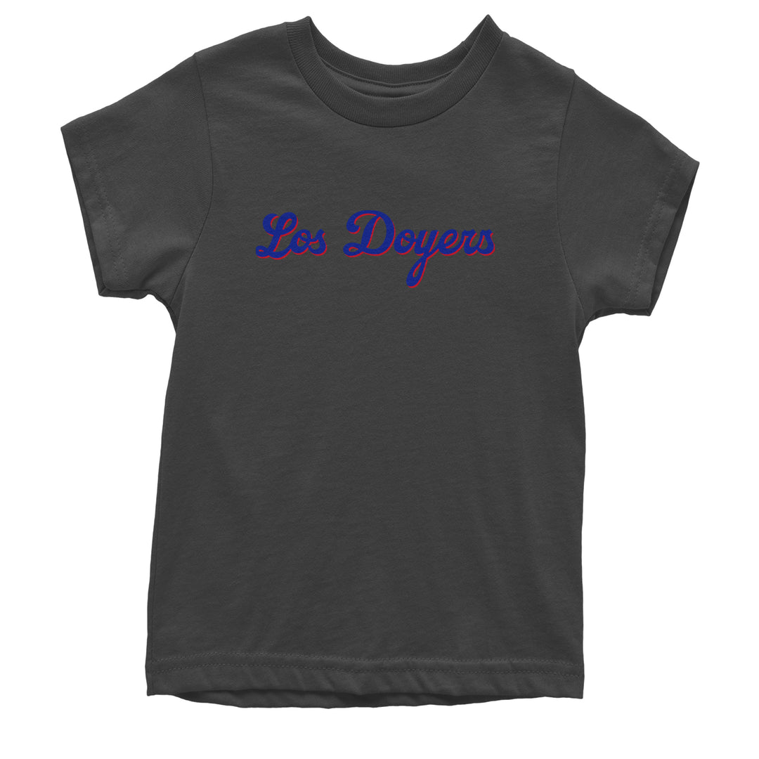 Los Doyers LA Baseball Youth T-shirt Charcoal Grey