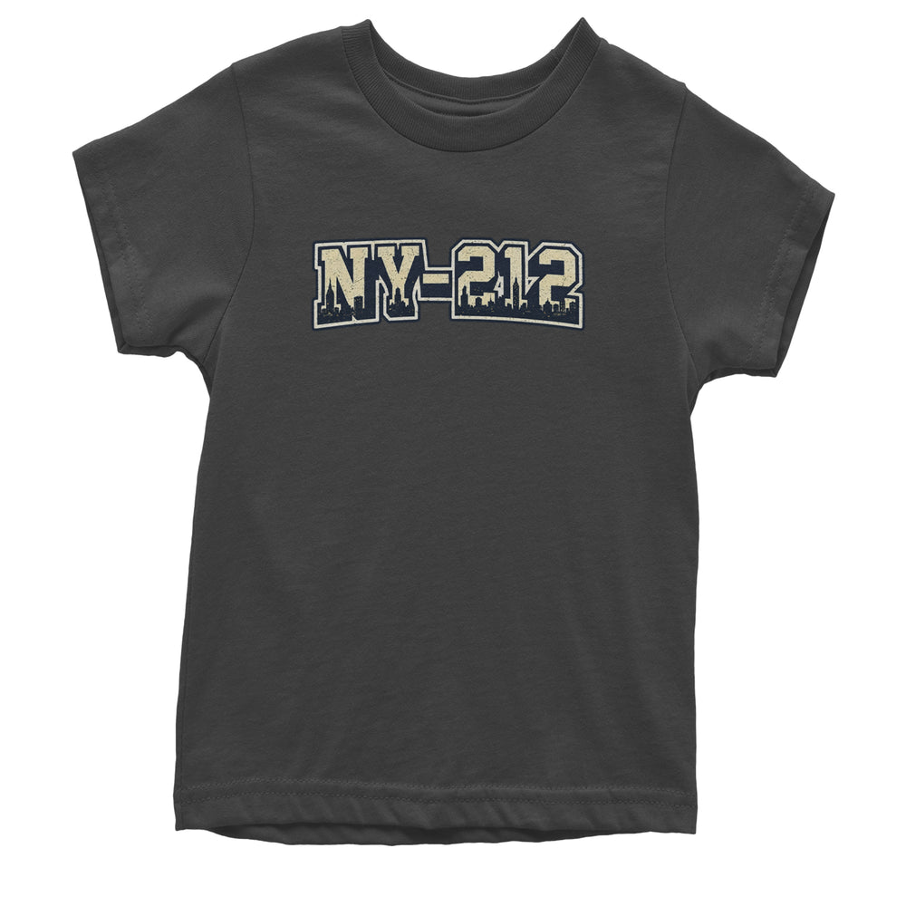 New York City 212 Area Code Skyline  Youth T-shirt Charcoal Grey