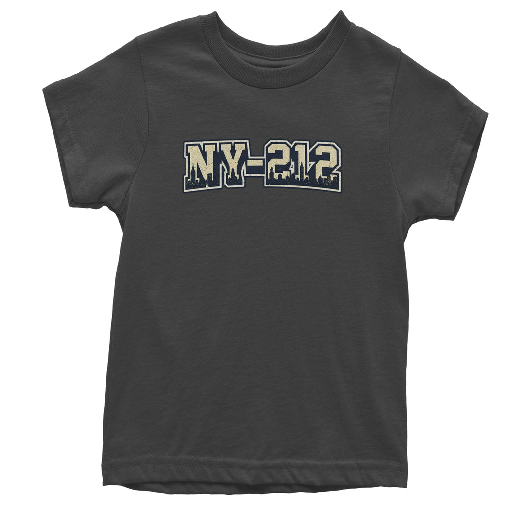 New York City 212 Area Code Skyline  Youth T-shirt Charcoal Grey