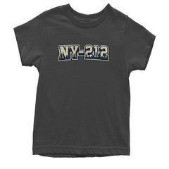 New York City 212 Area Code Skyline  Youth T-shirt Charcoal Grey