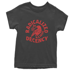 Radicalized by Basic Decency Dove Protest Statement Youth T-shirt Charcoal Grey