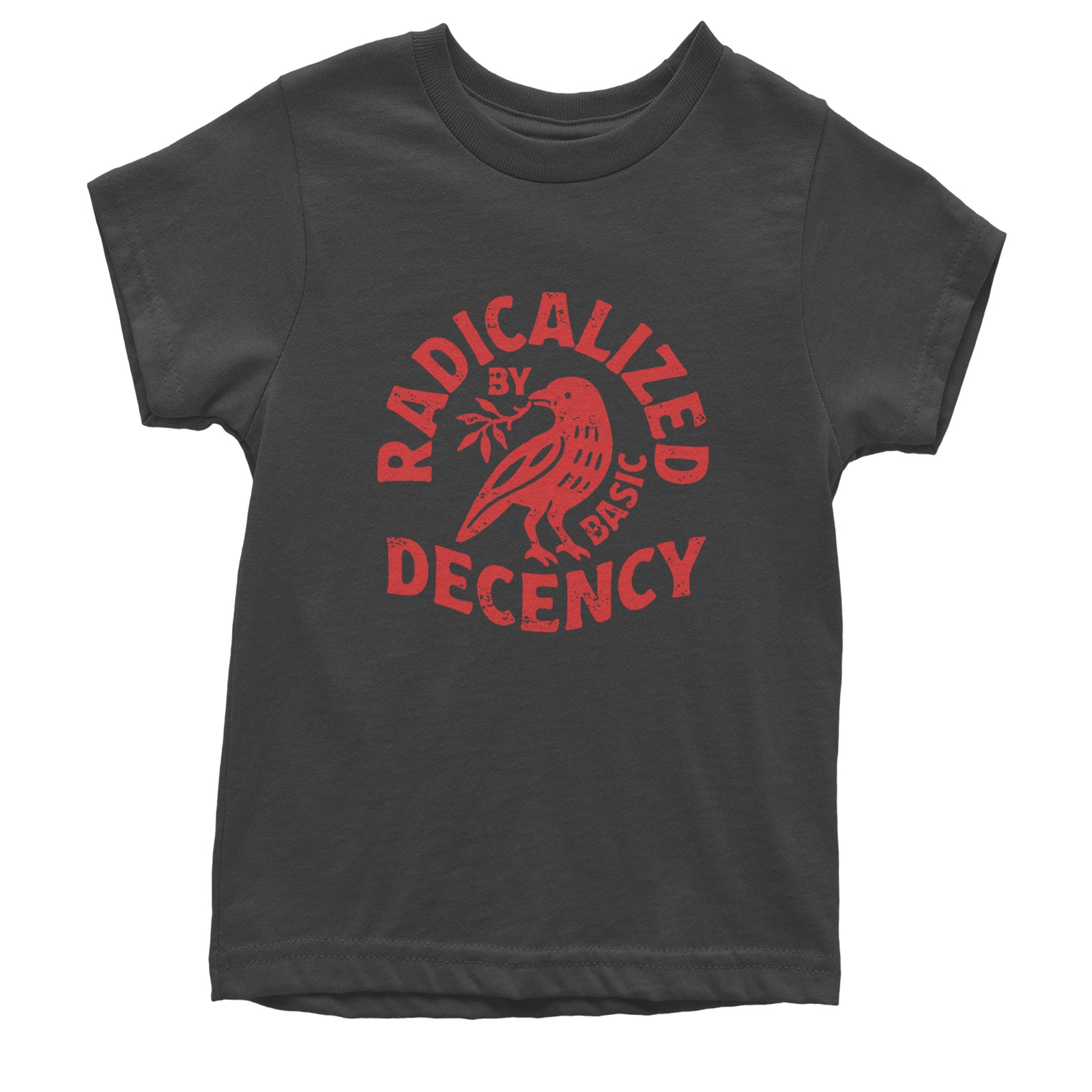 Radicalized by Basic Decency Dove Protest Statement Youth T-shirt Black