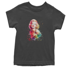 Mrs. Monroe Watercolors Bombshell Youth T-shirt Charcoal Grey
