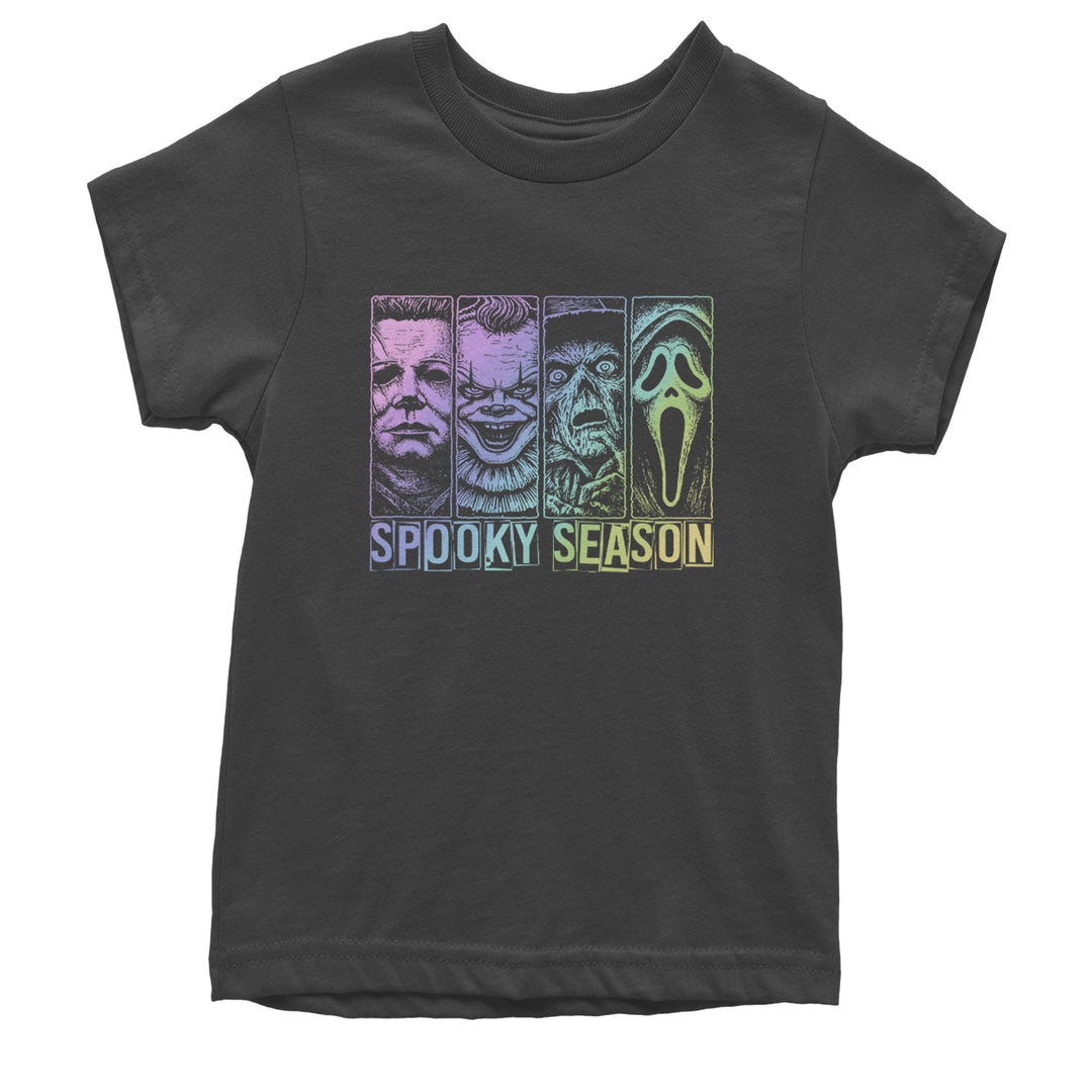 Spooky Season Horror Icons Halloween Youth T-shirt Charcoal Grey