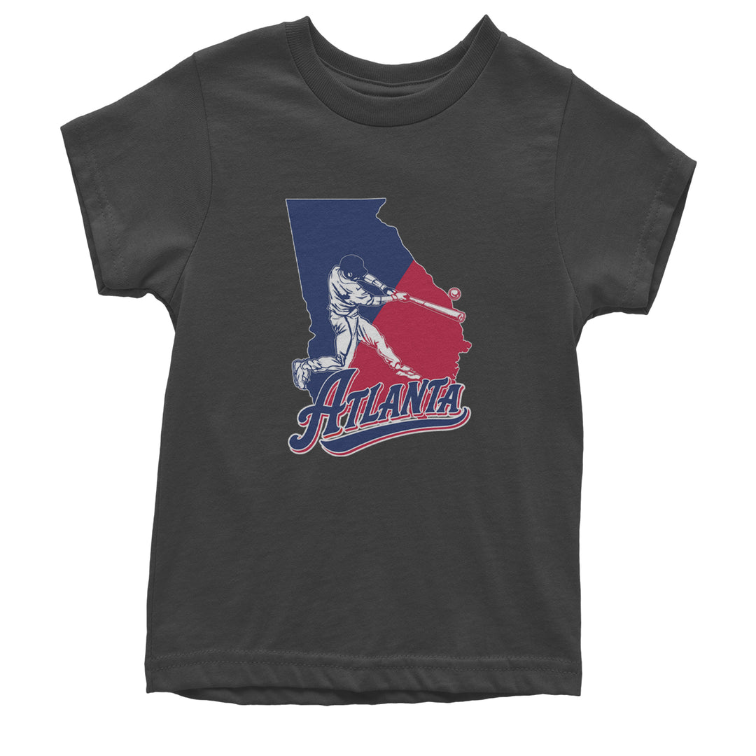 Atlanta Georgia Batter Up Youth T-shirt Charcoal Grey
