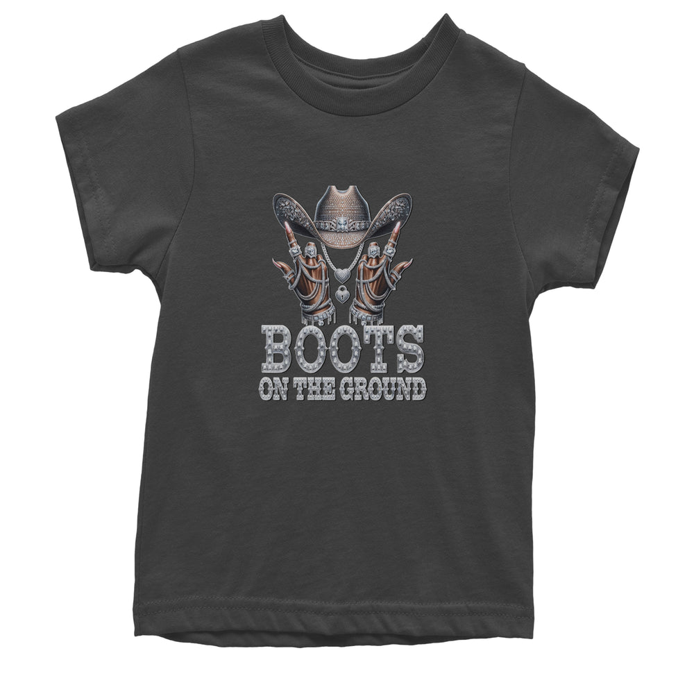 Boots On The Ground Bling graphic on Kids' Heavyweight Cotton T-Shirt in Charcoal Grey