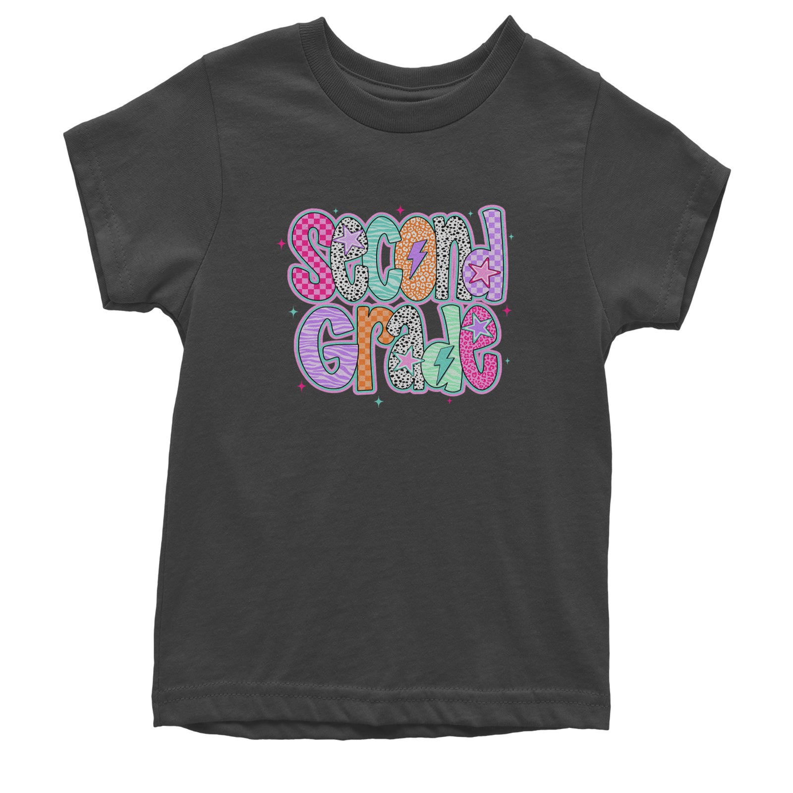 Second Grade Star Colorful Back to School Youth T-shirt Black