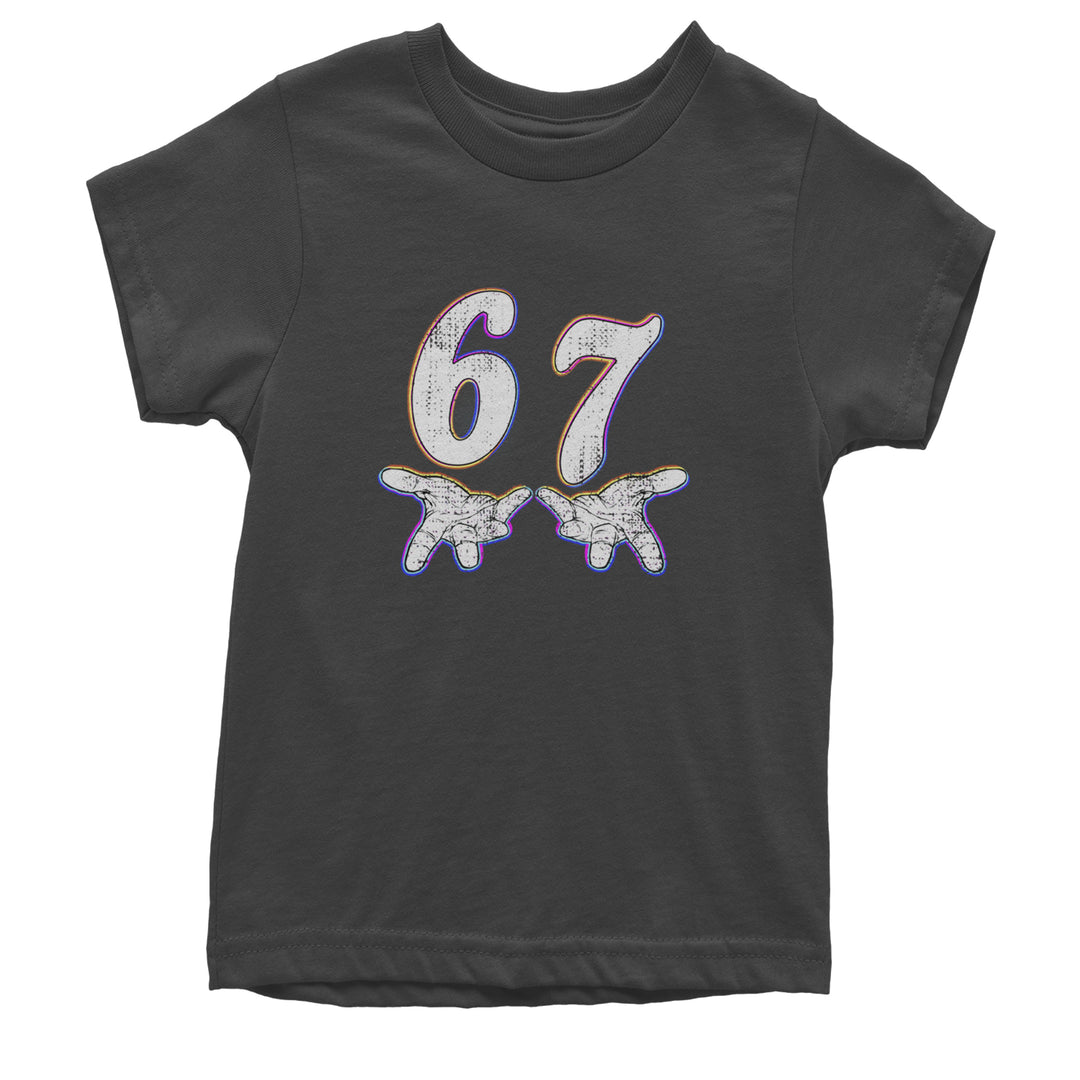 67 Hands Meme Viral Drill Youth T-shirt Charcoal Grey