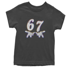 67 Hands Meme Viral Drill Youth T-shirt Charcoal Grey