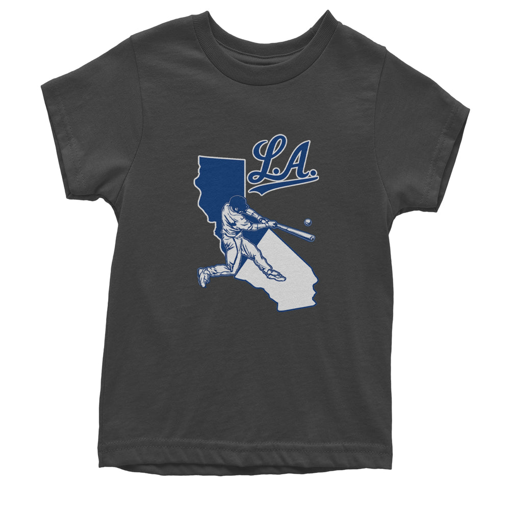 Los Angeles Baseball Batter Up Youth T-shirt Charcoal Grey