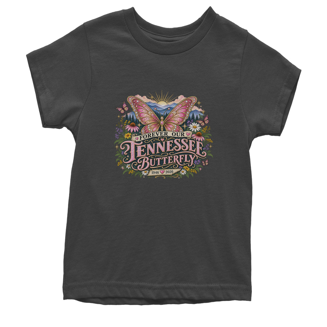 Forever Our Tennessee Butterfly Dolly Youth T-shirt Charcoal Grey