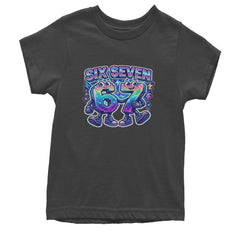 Six Seven 67 Retro Pixel Buddies Youth T-shirt Charcoal Grey