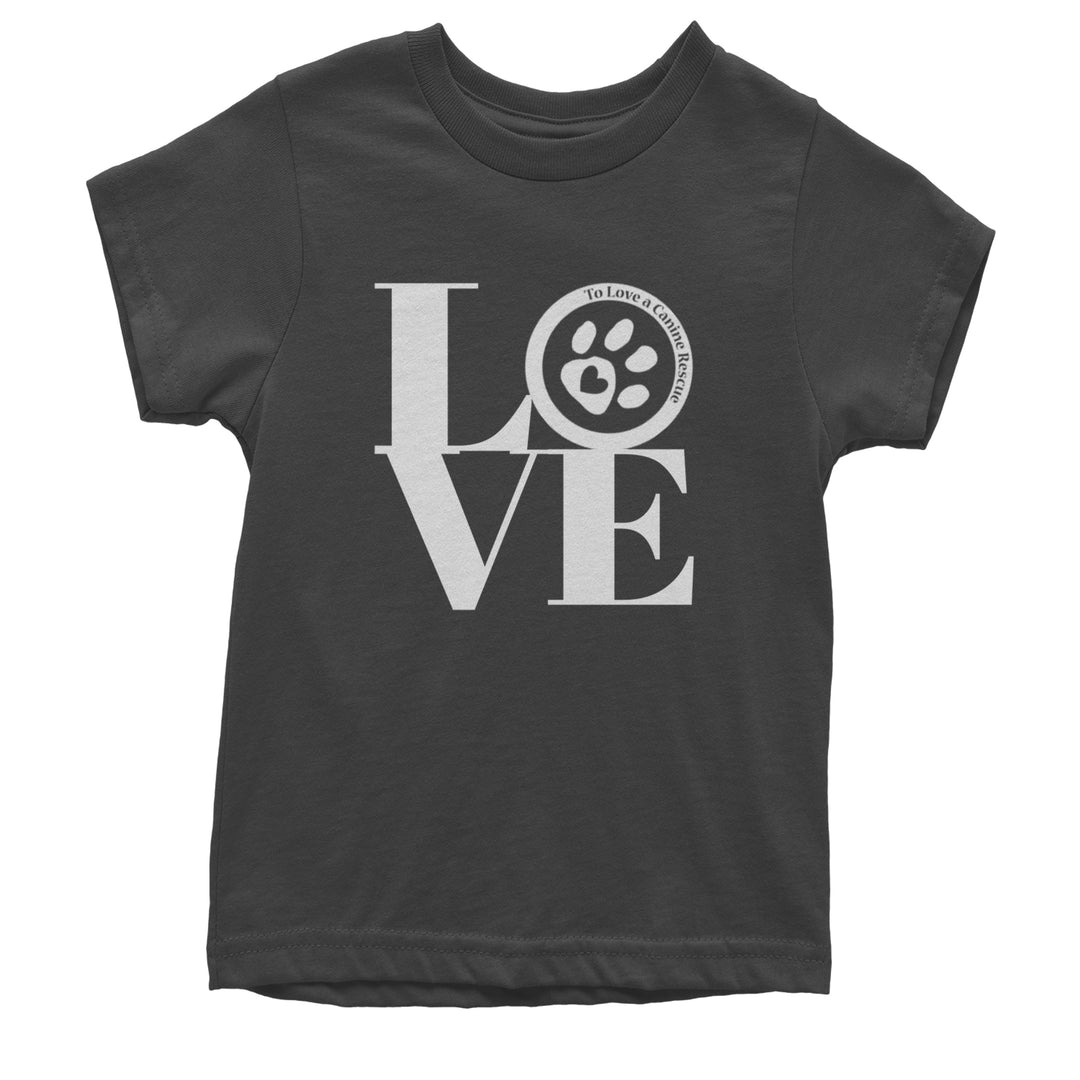 TLC LOVE Dog Rescue Youth T-shirt Charcoal Grey