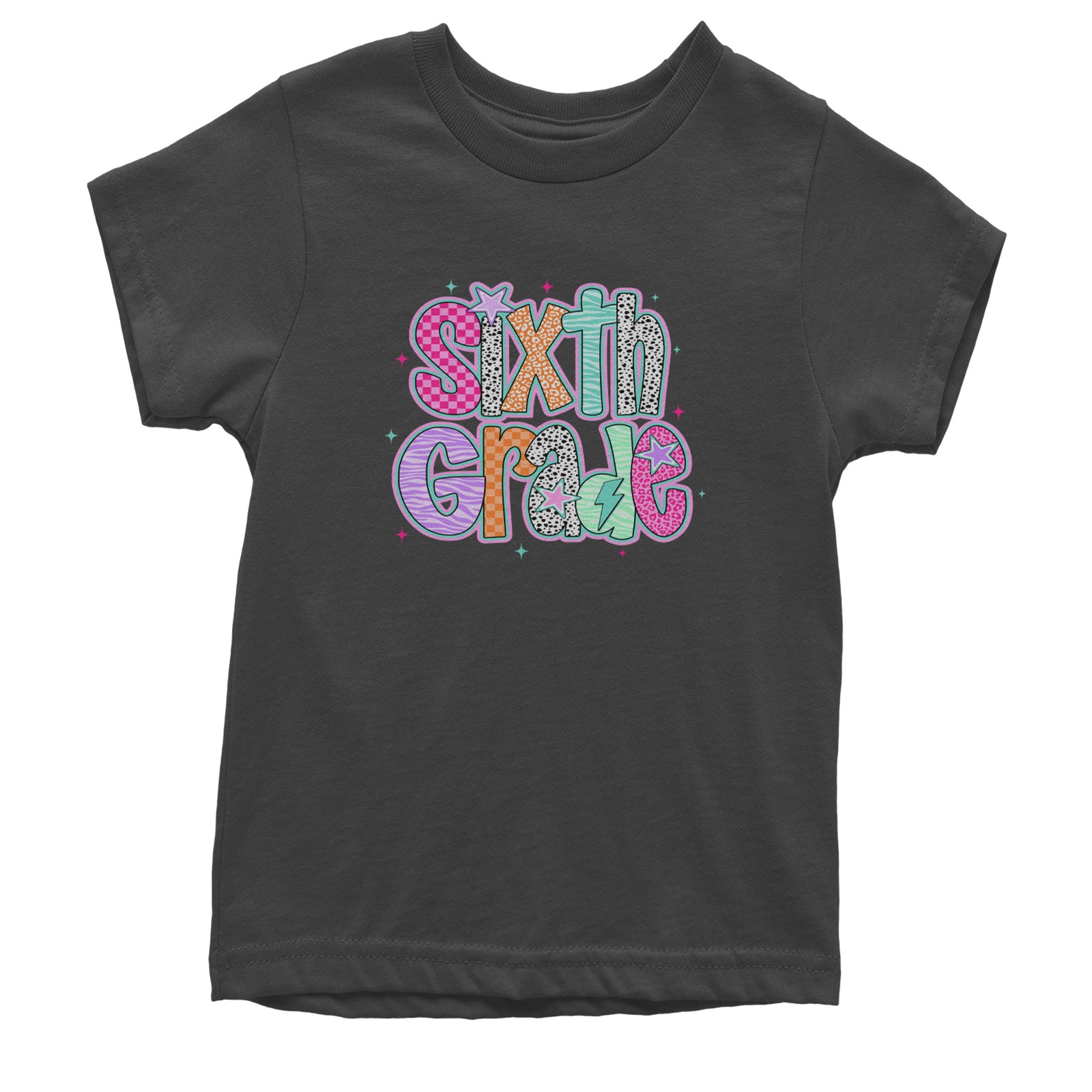 Sixth Grade Colorful Back to School Youth T-shirt Black