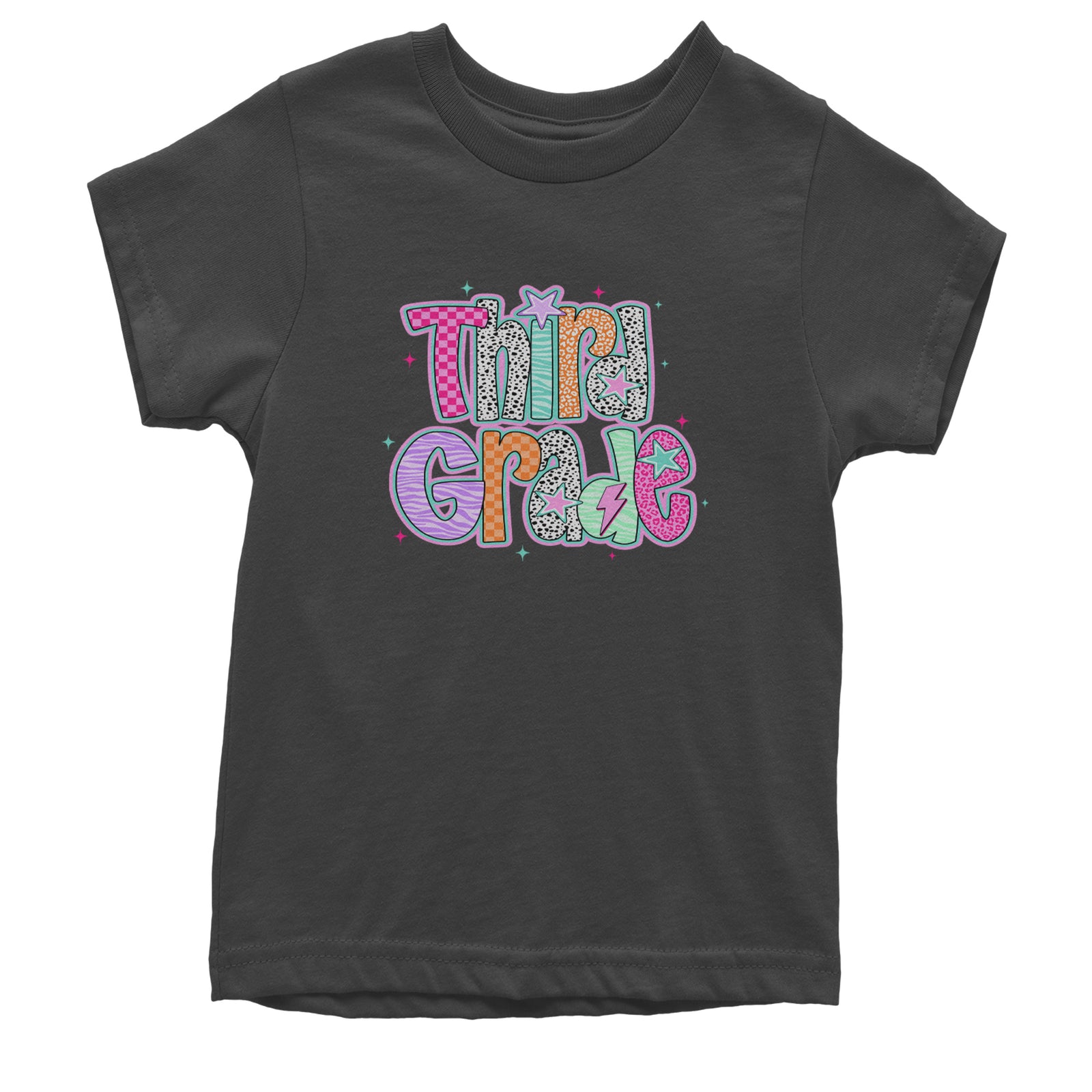 Third Grade Thunder Colorful Back to School Youth T-shirt Black
